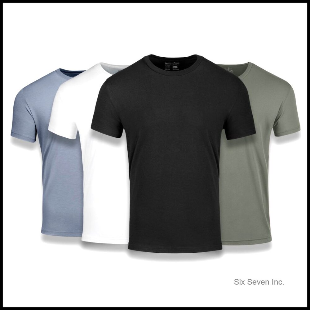 Men's Crew Neck T-Shirt Short Sleeve Fitted Style Soft Cotton-Poly Blend